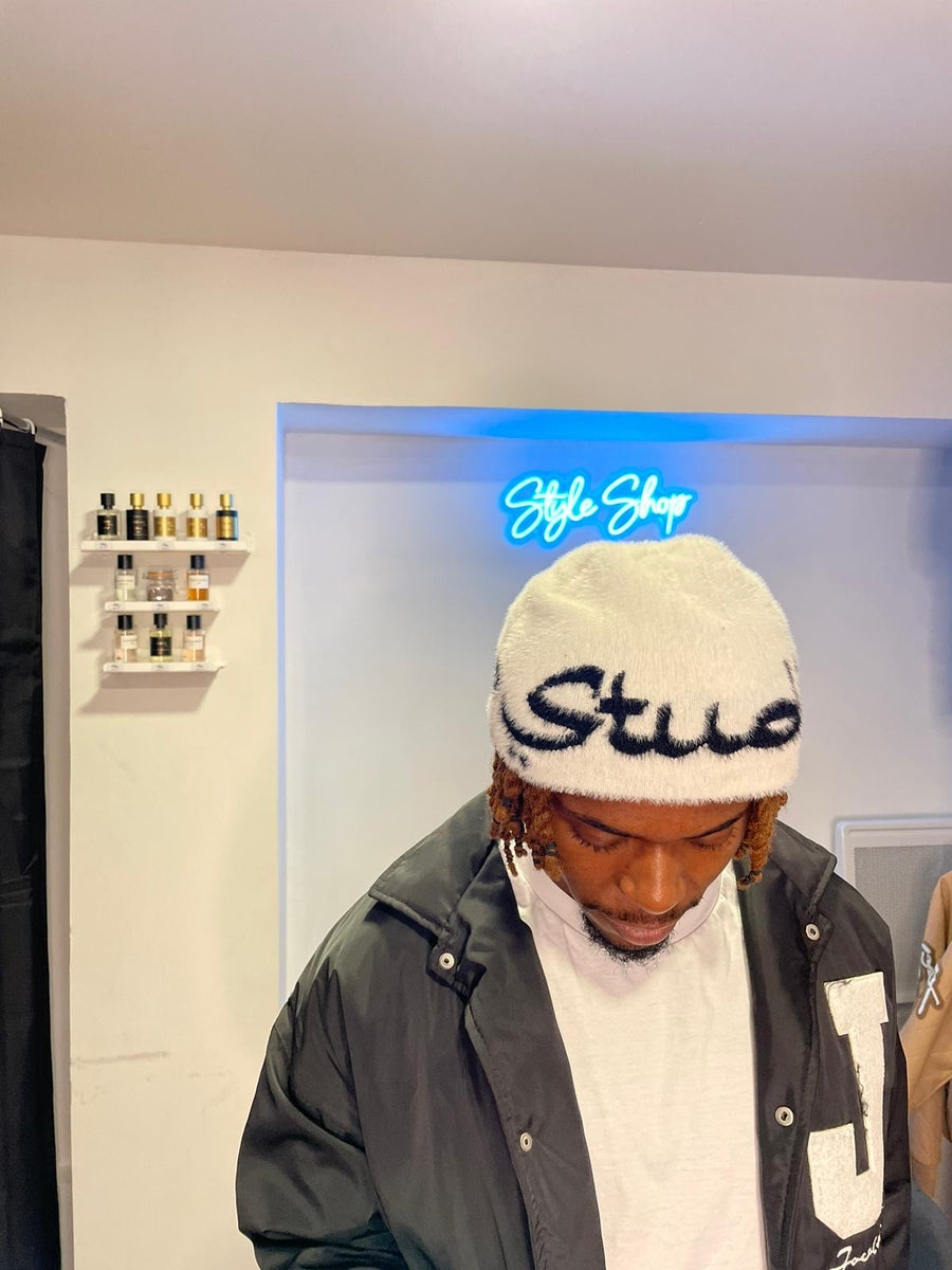 Ego Trip White Mohair Beanie
