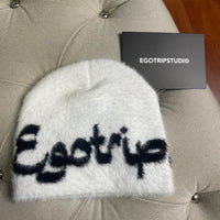 Ego Trip White Mohair Beanie