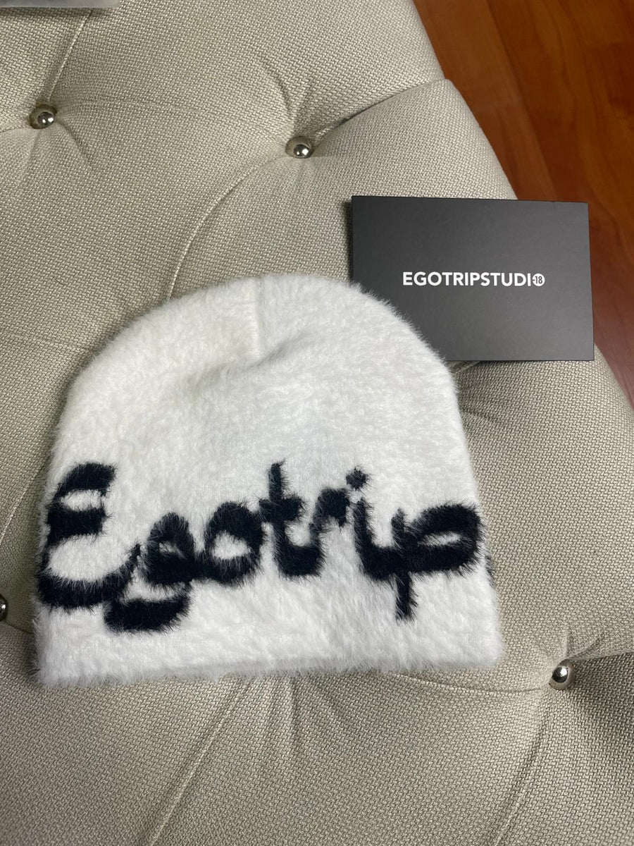 Ego Trip White Mohair Beanie